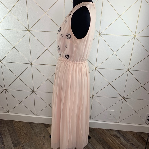 ModCloth Embellished Chiffon Midi Dress Blush S - Picture 3 of 13